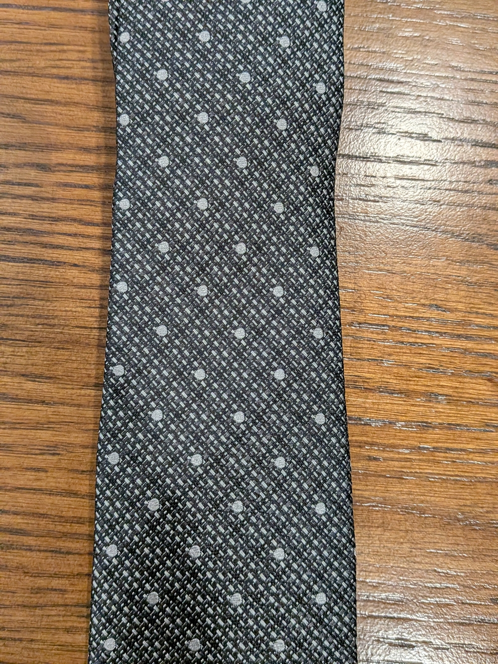 Tom Ford Black Tie with Light Gray Polka Dot Pattern